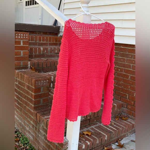 Westport Croqueted Sweater Long Sleeve W/ Open Scalloping On Sleeves Size Large - Picture 4 of 16